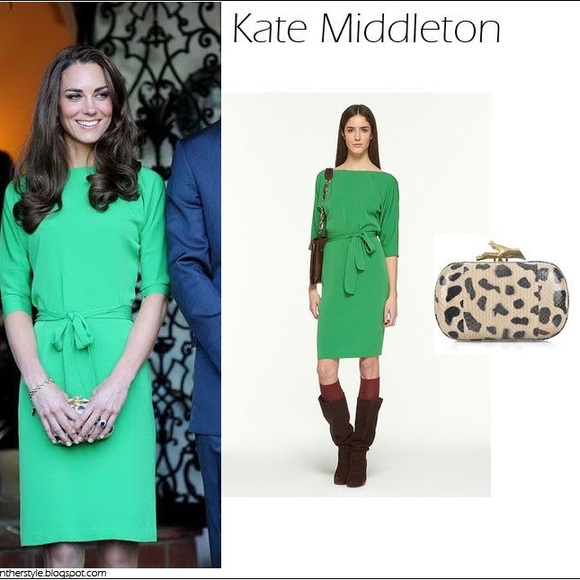Diane Von Furstenberg Green Midi Dress - Picture 1 of 7